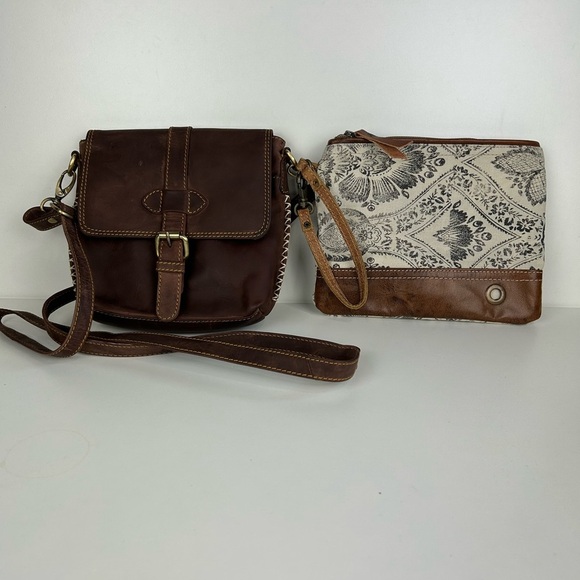 Myra Bag Handbags - MYRA LEATHER CROSSBODY AND WRISTLET SET LOT